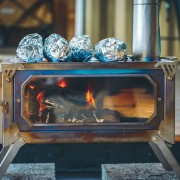 Making Tinfoil Baked Sweet Potatoes on a Tent Stove