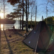 A camping trip with family by the lake