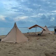 The second morning of camping on the beach