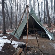 A pleasant winter hot tent camping