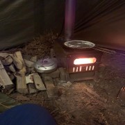 Real hot tent camping with a Pomoly tent stove